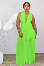 Load image into Gallery viewer, Plus Size Jumpsuit Women XL-5XL Stretch Bodycon Sleeveless Flared BodySuit Office Lady One Piece Jumpsuit Wholesale Dropshpping
