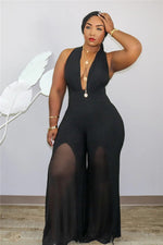 Load image into Gallery viewer, Plus Size Jumpsuit Women XL-5XL Stretch Bodycon Sleeveless Flared BodySuit Office Lady One Piece Jumpsuit Wholesale Dropshpping
