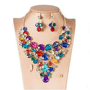 Paradise Six Color Fashion Costume Necklace and Earring Set
